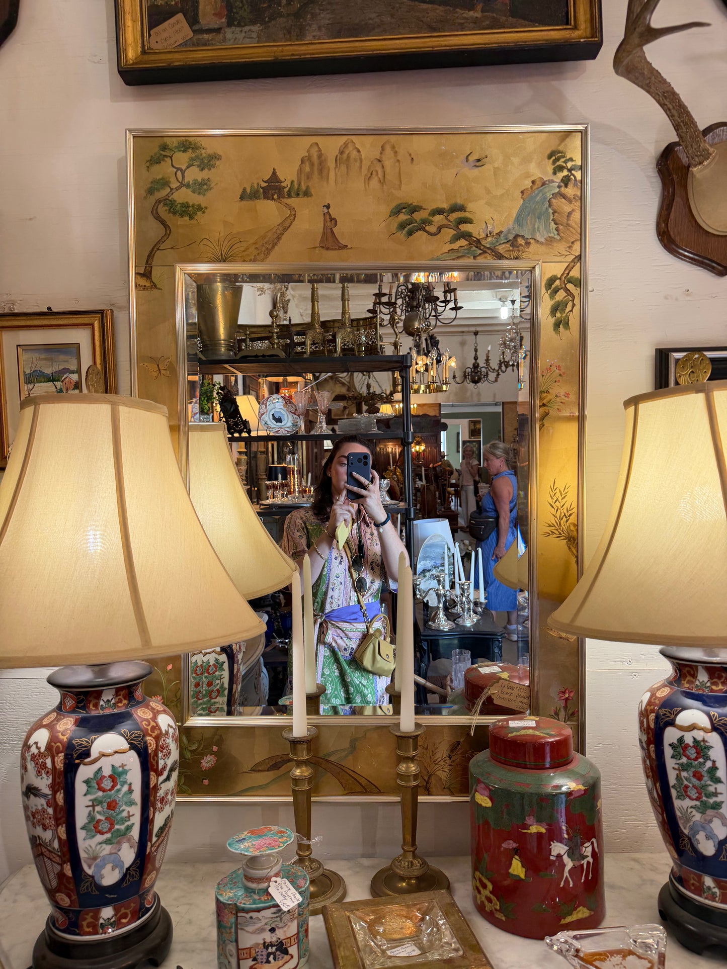 La Barge 1973 Reverse Painted Chinoiserie Mirror