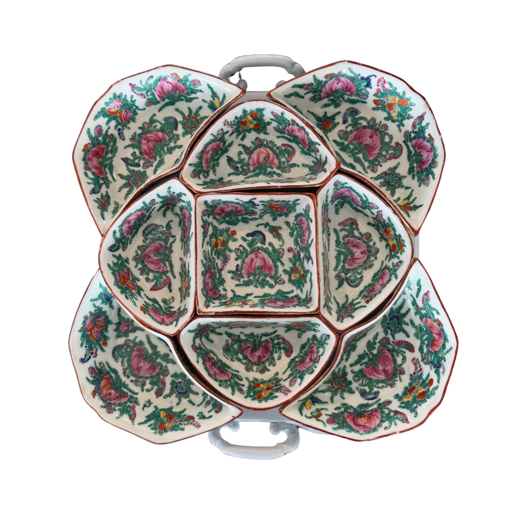 Antique Chinese Famille Canton Rose Porcelain Set
