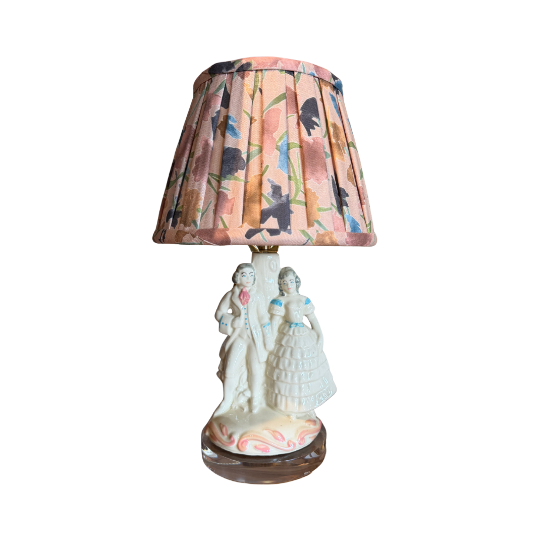 Dancing Couple Lamp with Pink Floral Shade
