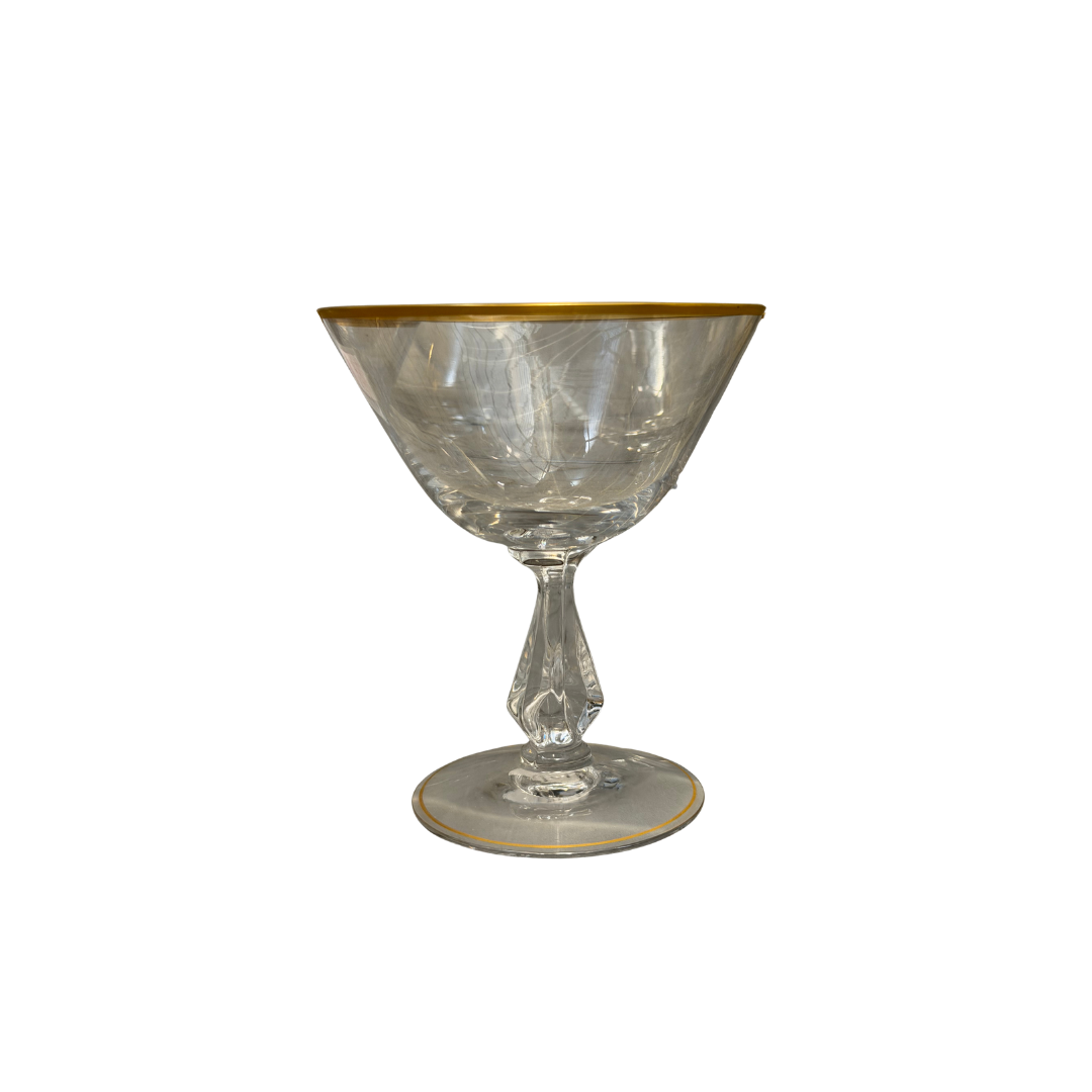 Gold Rimmed Champagne Coupes - Set of 9