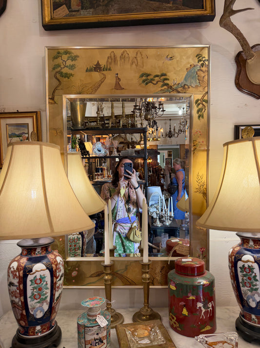 La Barge 1973 Reverse Painted Chinoiserie Mirror