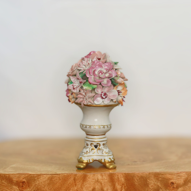 Porcelain flowers in stand figurine