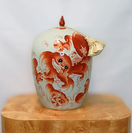 Red Foo Lion Jar