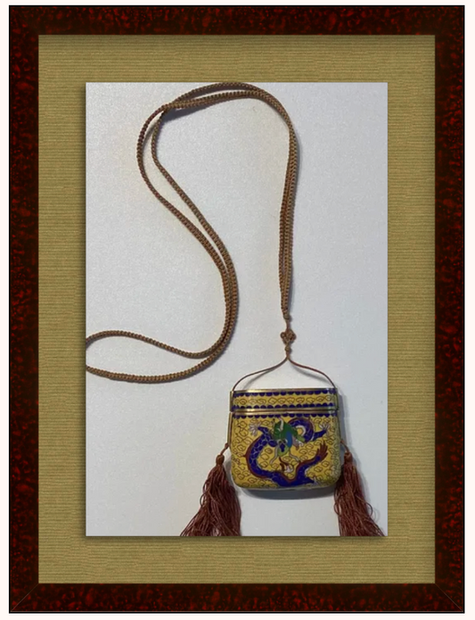 Antique Cloisonne Snuff Jar Framed