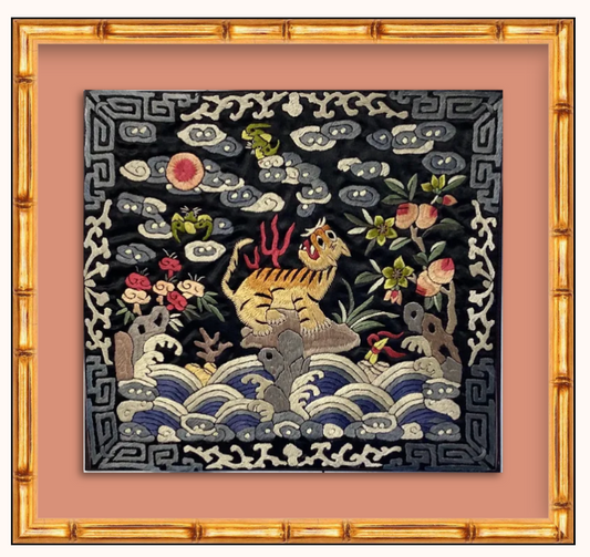 Chinese Silk Badge Art Framed