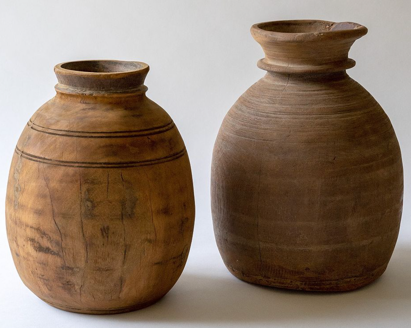 Mango Wood Urns - Set of 2